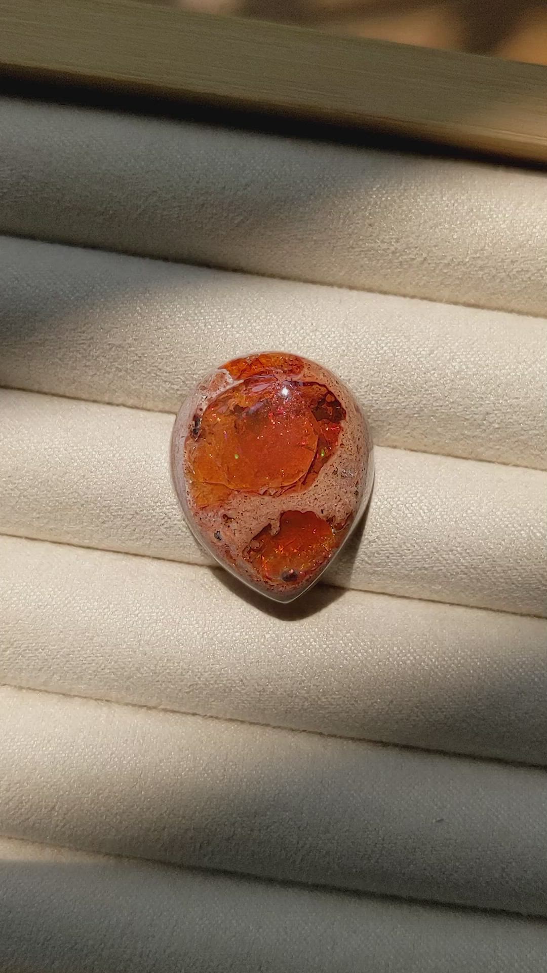 32.41 Ct. Cabochon Fire Opal from Mexico Size Video