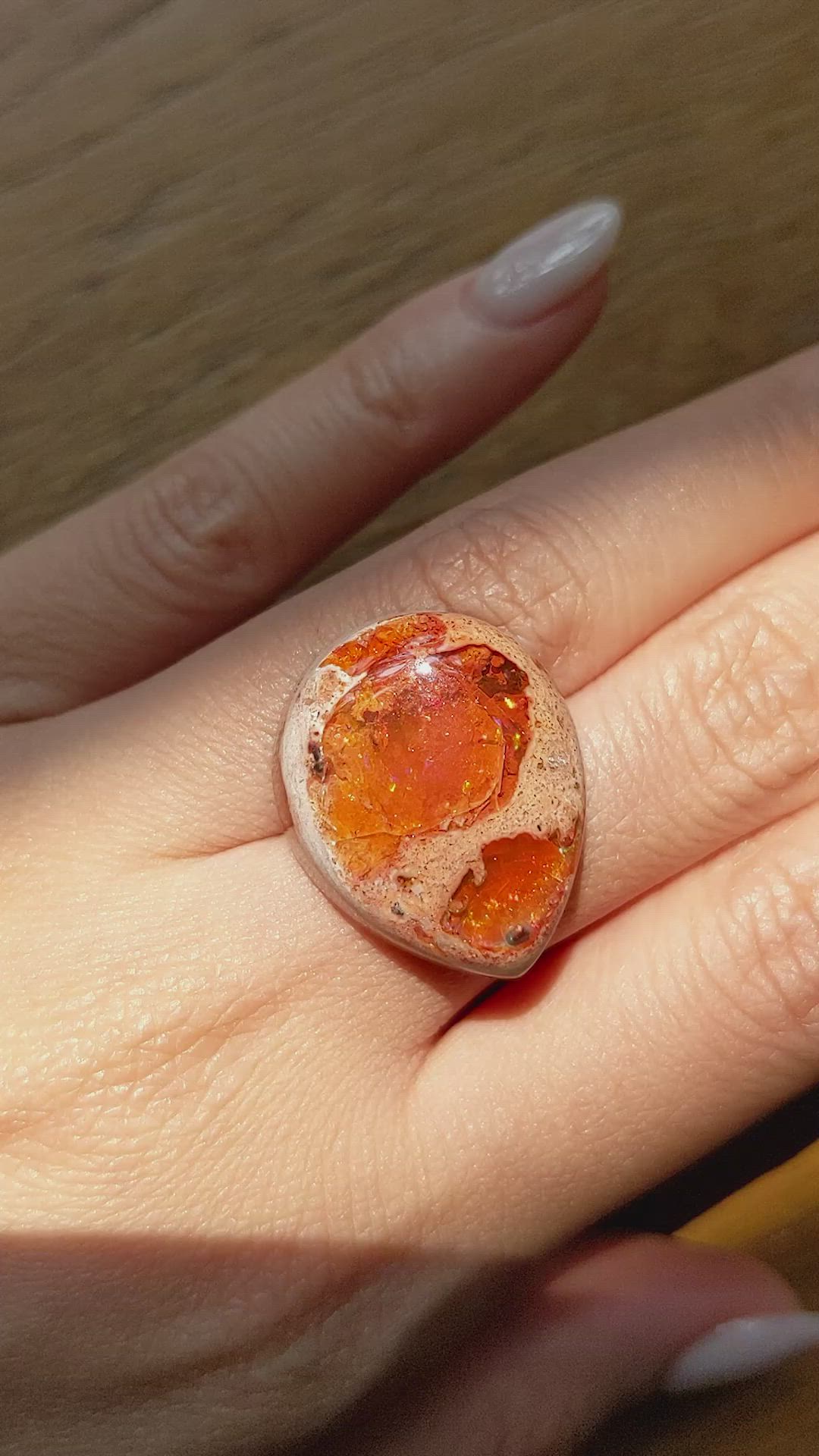 32.41 Ct. Cabochon Fire Opal from Mexico Size Video