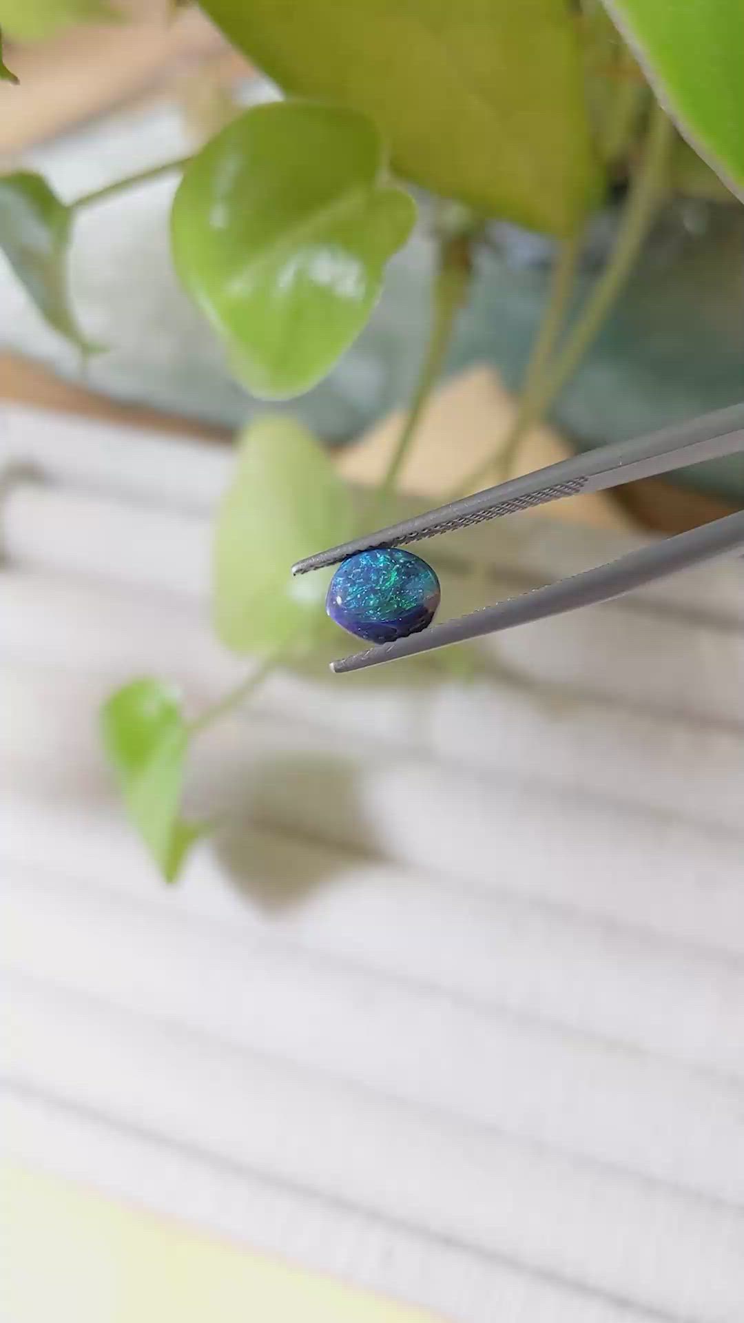 0.74 Ct. Cabochon Black Opal from Australia Size Video