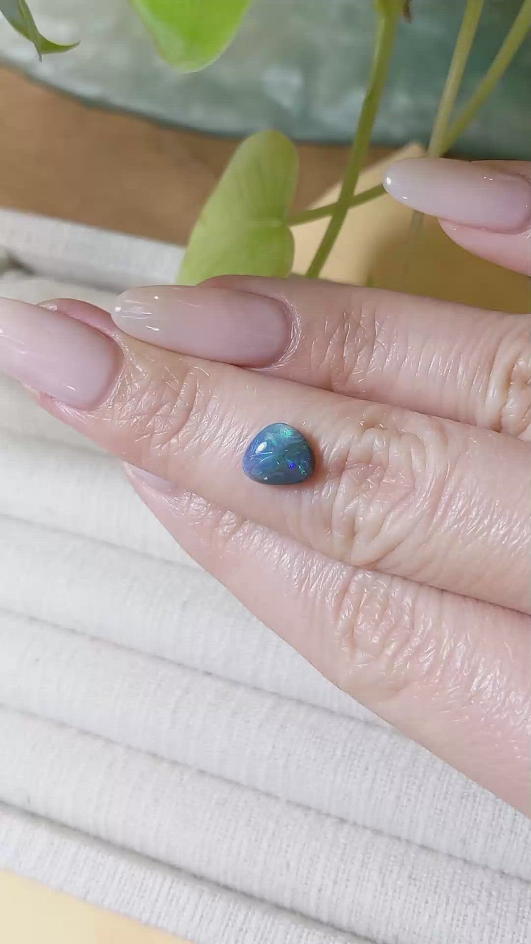 0.93 Ct. Cabochon Black Opal from Australia Size Video