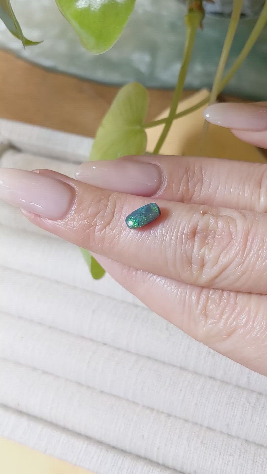 0.69 Ct. Cabochon Black Opal from Australia Size Video