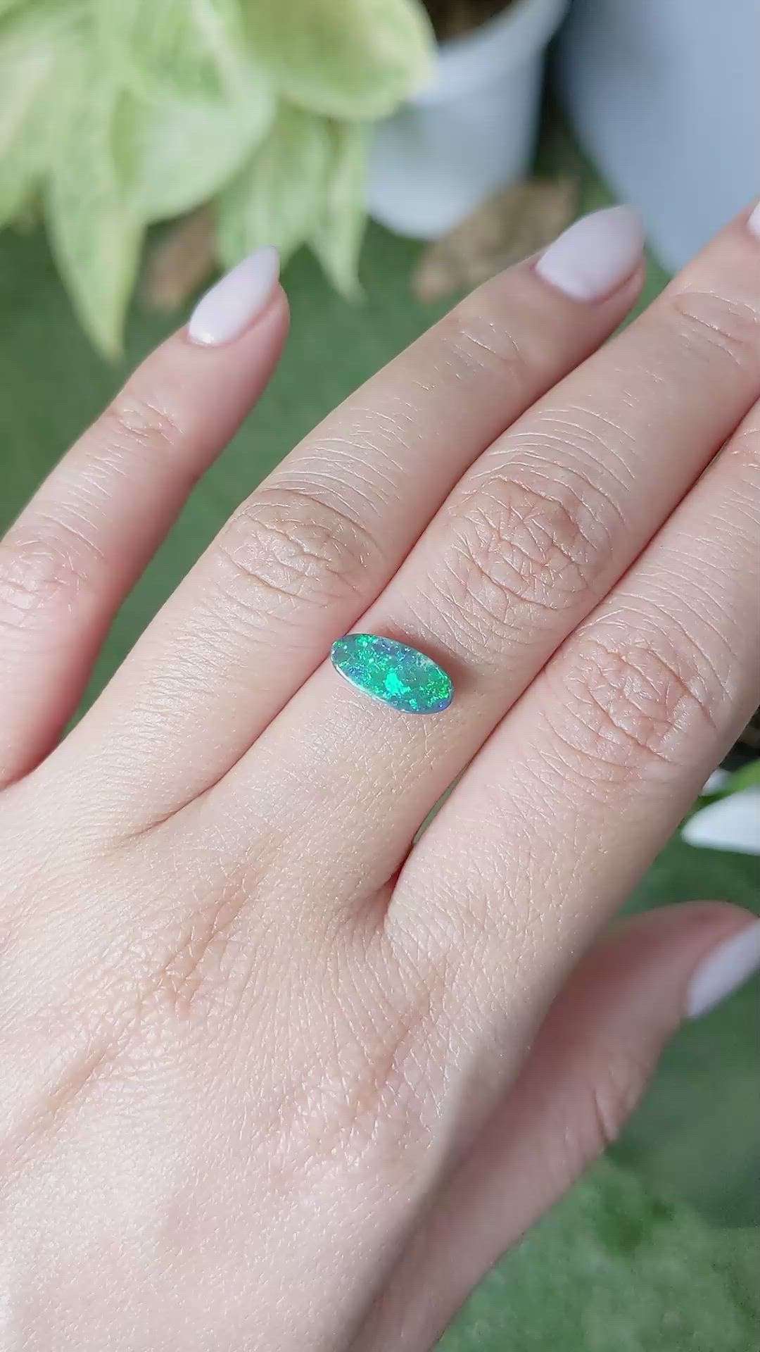 0.90 Ct. Cabochon Black Opal from Australia Size Video