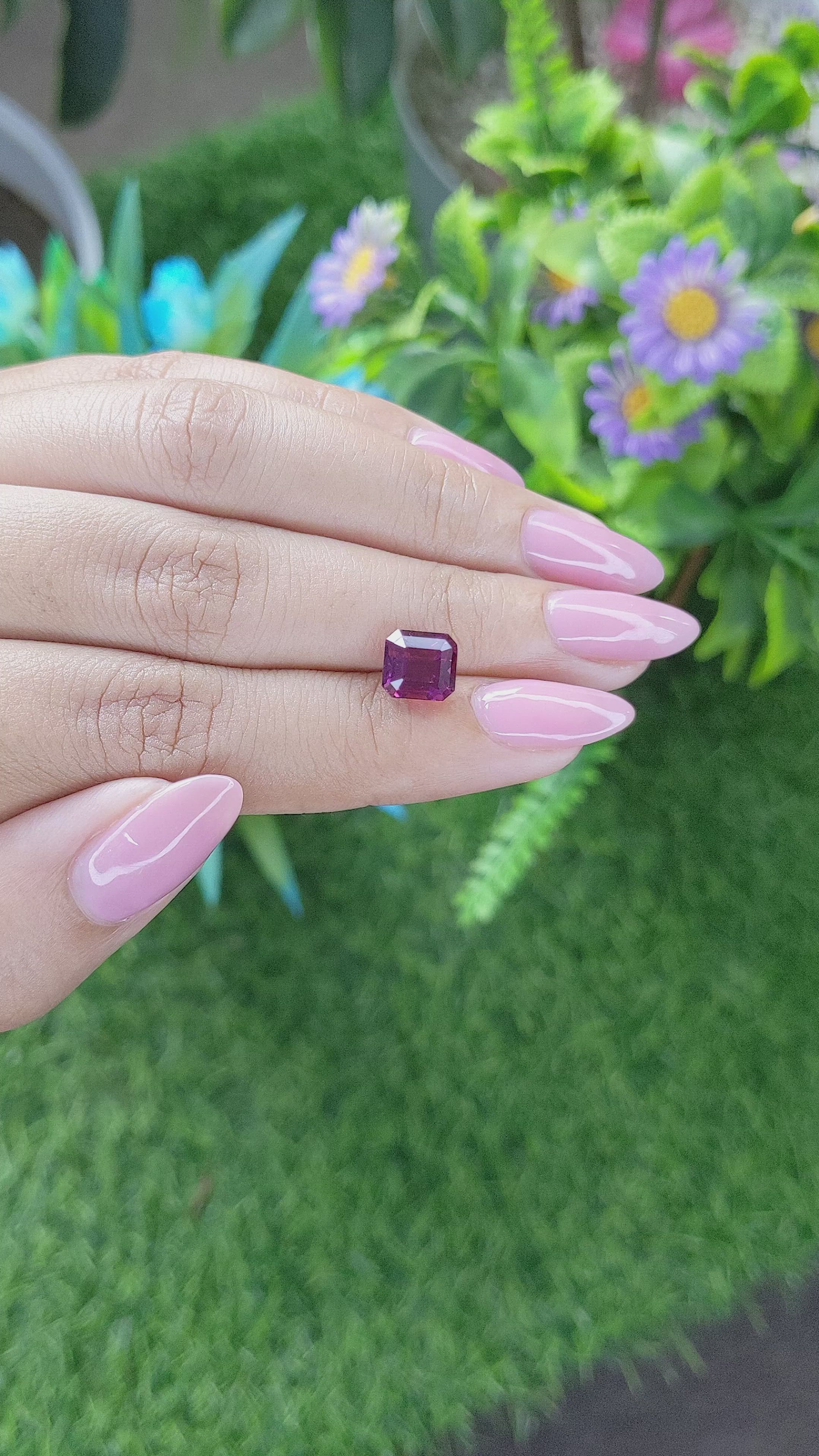 3.12 Ct. Purplish Pink Rhodolite Garnet from Tanzania Size Video