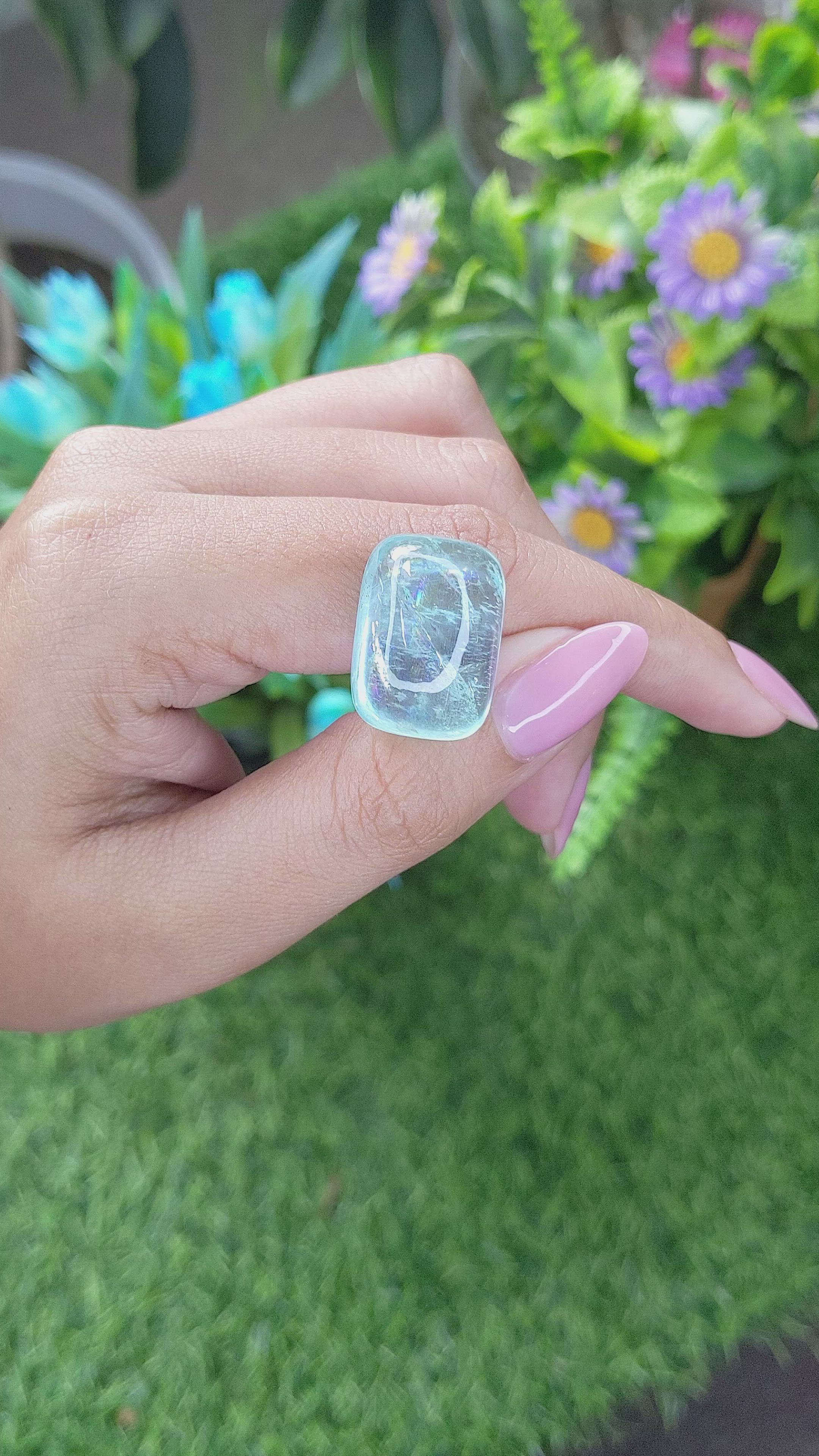 27.17 Ct. Cabochon Aquamarine from Madagascar Size Video