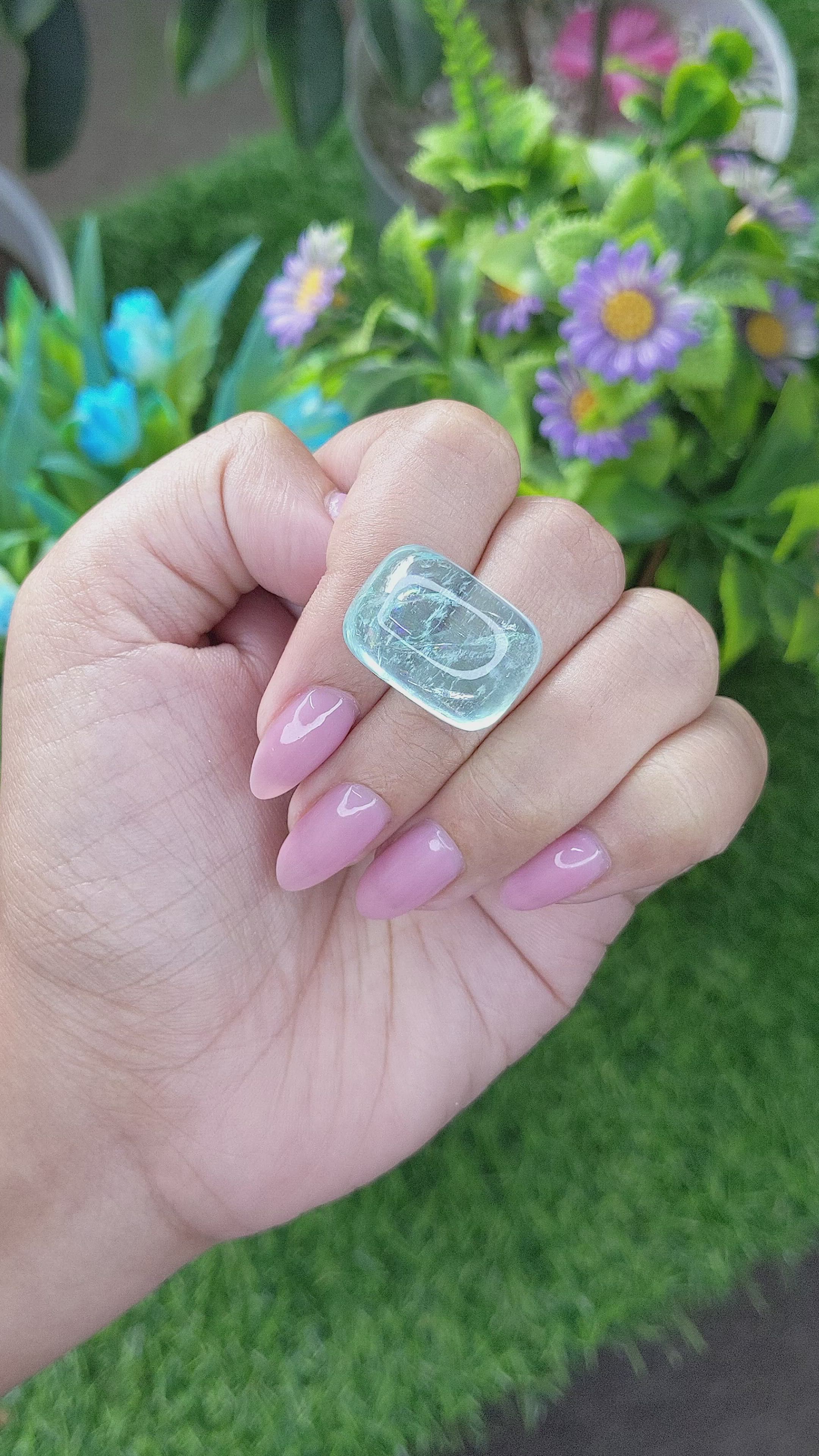 27.17 Ct. Cabochon Aquamarine from Madagascar Size Video