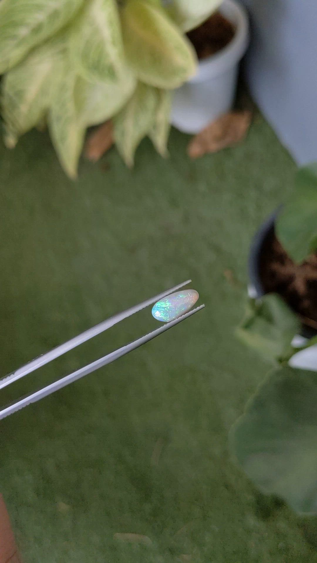 1.09 Ct. Cabochon White Opal from Australia Size Video