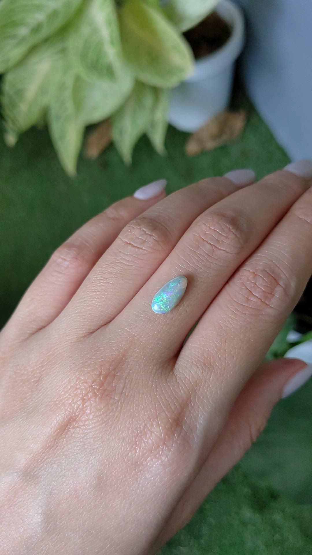 1.09 Ct. Cabochon White Opal from Australia Size Video