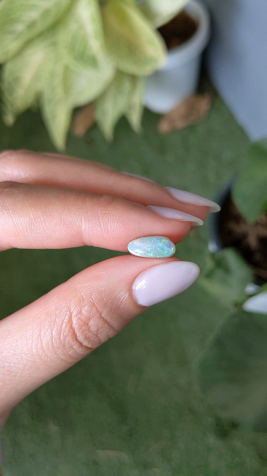 1.09 Ct. Cabochon White Opal from Australia Size Video