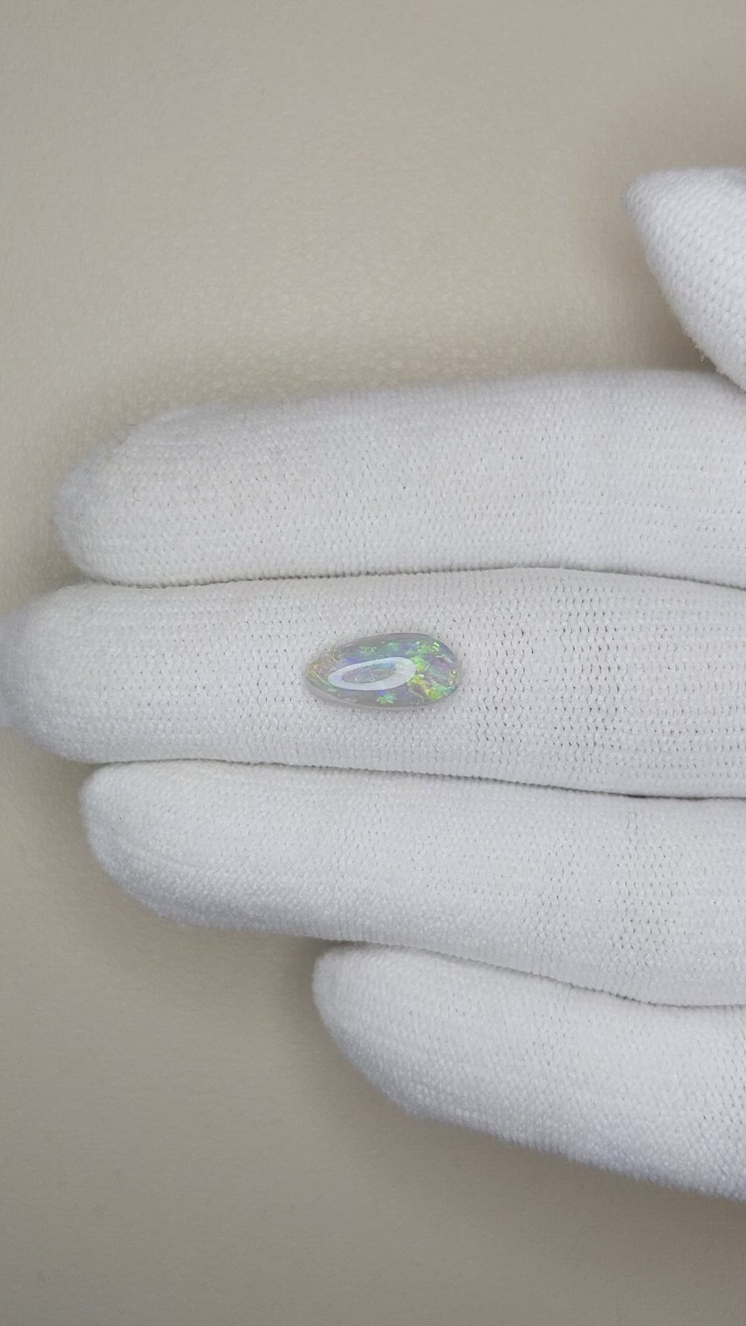 1.09 Ct. Cabochon White Opal from Australia Size Video