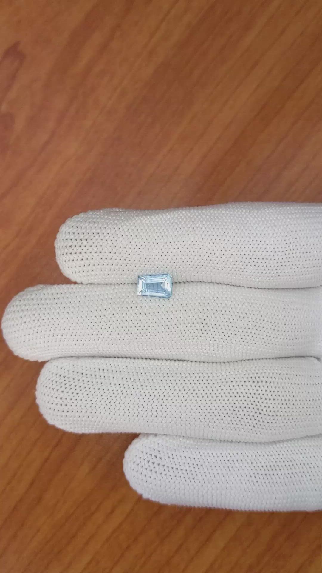 0.97 Ct. Aquamarine from Ceylon (Sri Lanka) Size Video