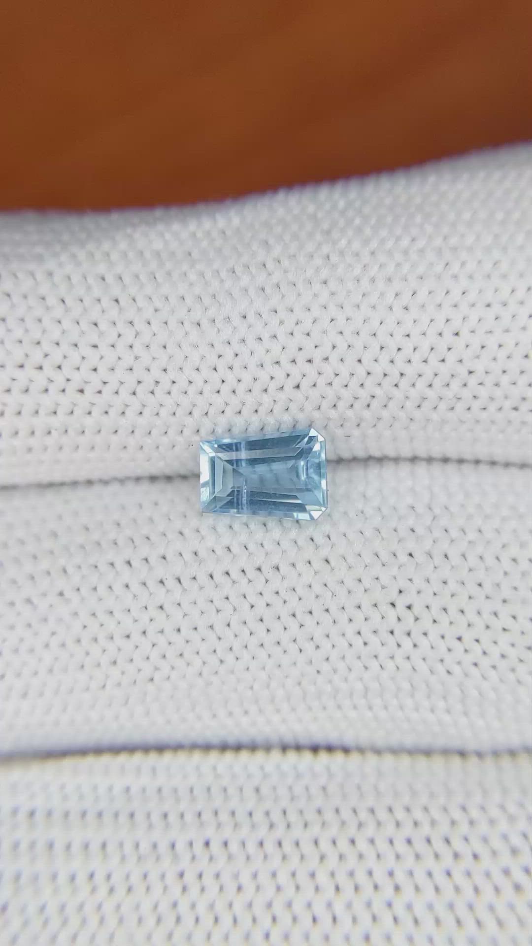 0.97 Ct. Aquamarine from Ceylon (Sri Lanka) Size Video