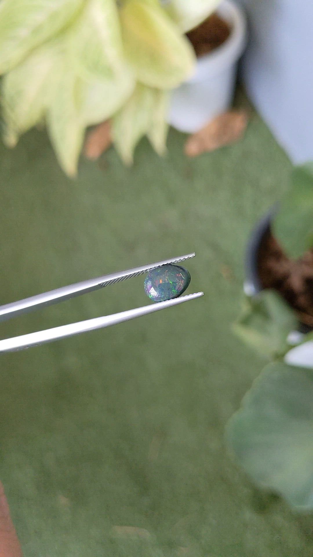 1.25 Ct. Cabochon Black Opal from Australia Size Video