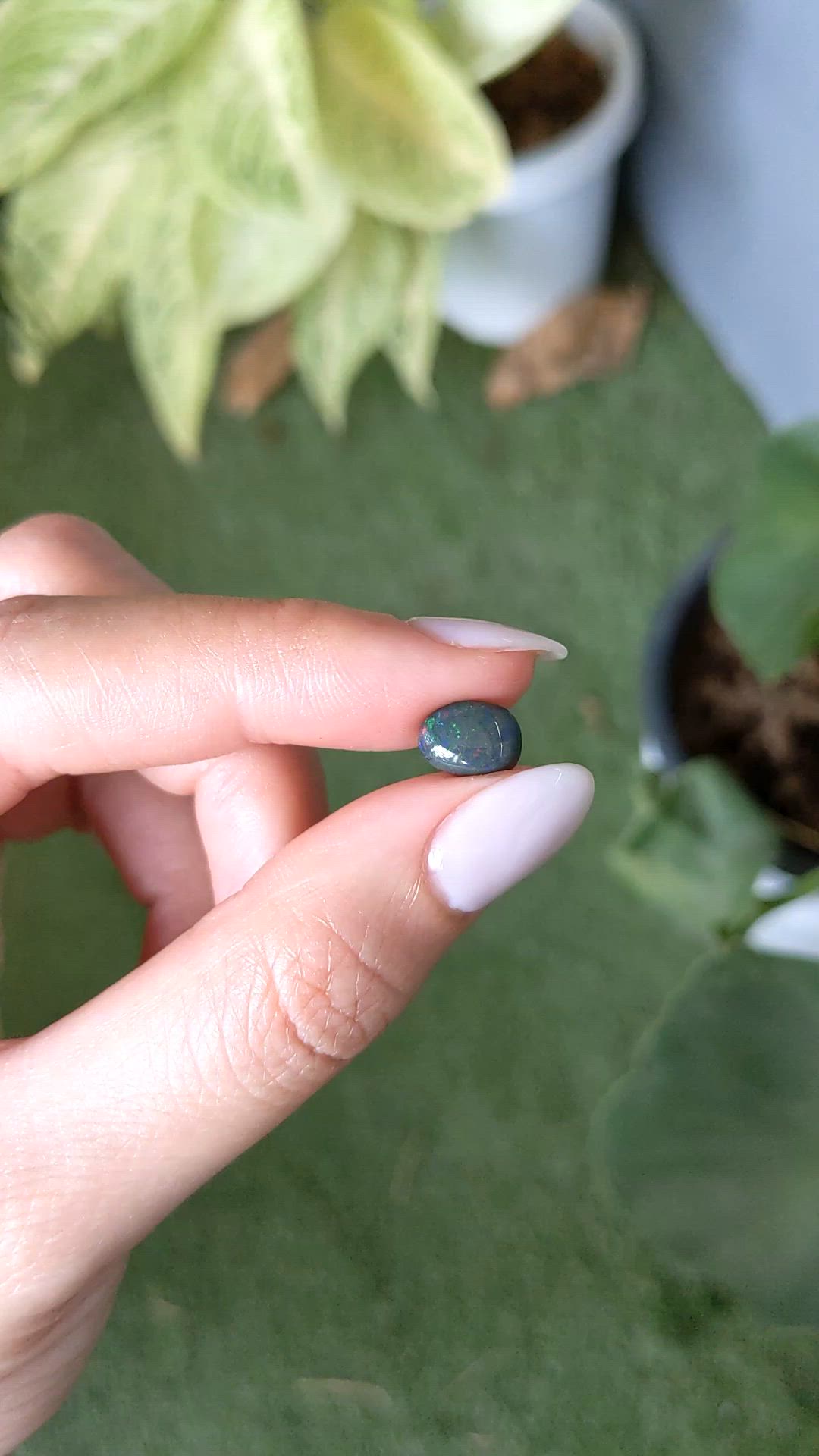 1.25 Ct. Cabochon Black Opal from Australia Size Video