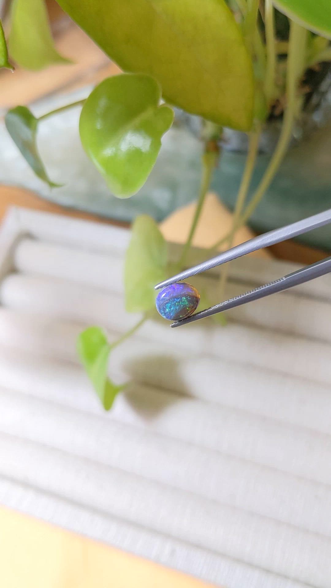 0.93 Ct. Cabochon Black Opal from Australia Size Video