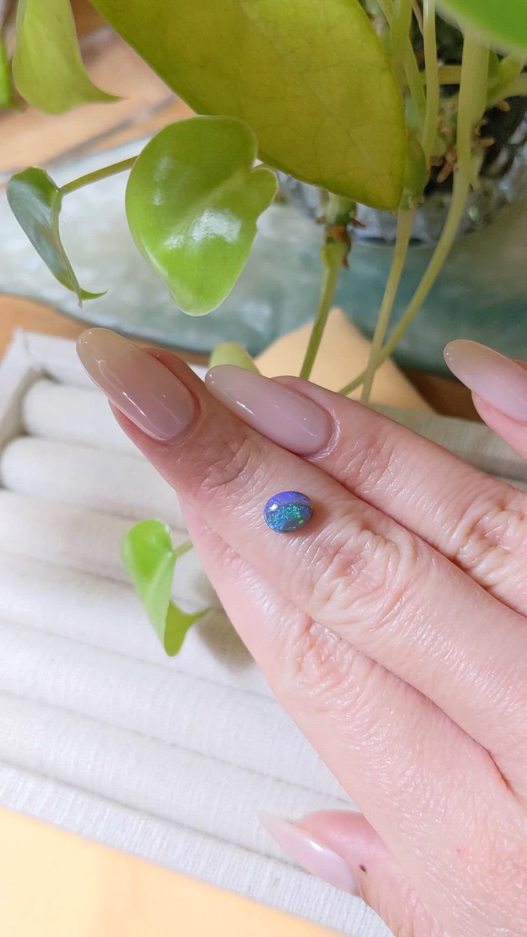 0.93 Ct. Cabochon Black Opal from Australia Size Video