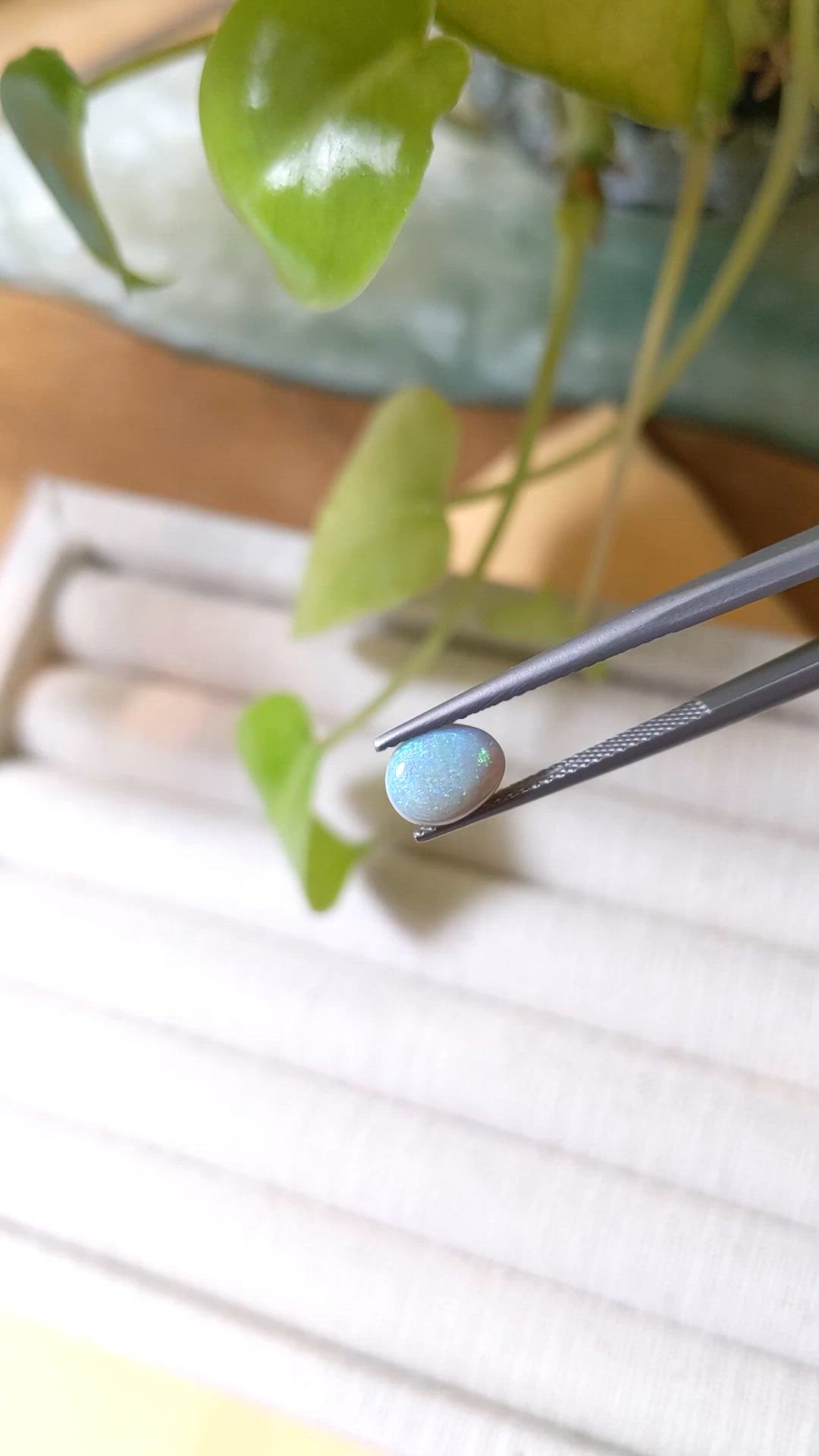 1.08 Ct. Cabochon Semi-Black Opal from Australia Size Video