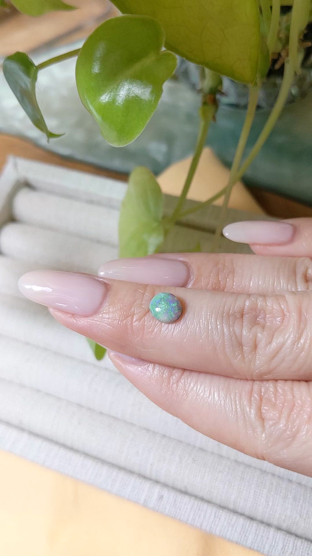 0.83 Ct. Cabochon Black Opal from Australia Size Video