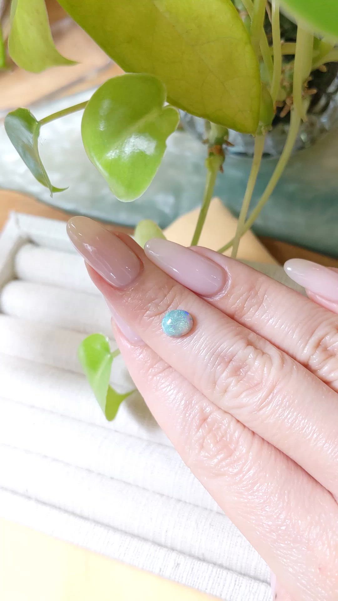 0.83 Ct. Cabochon Black Opal from Australia Size Video