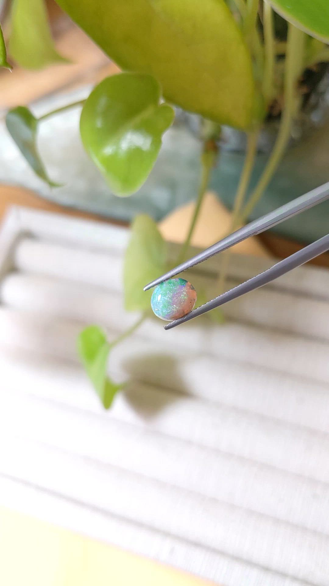 0.83 Ct. Cabochon Black Opal from Australia Size Video