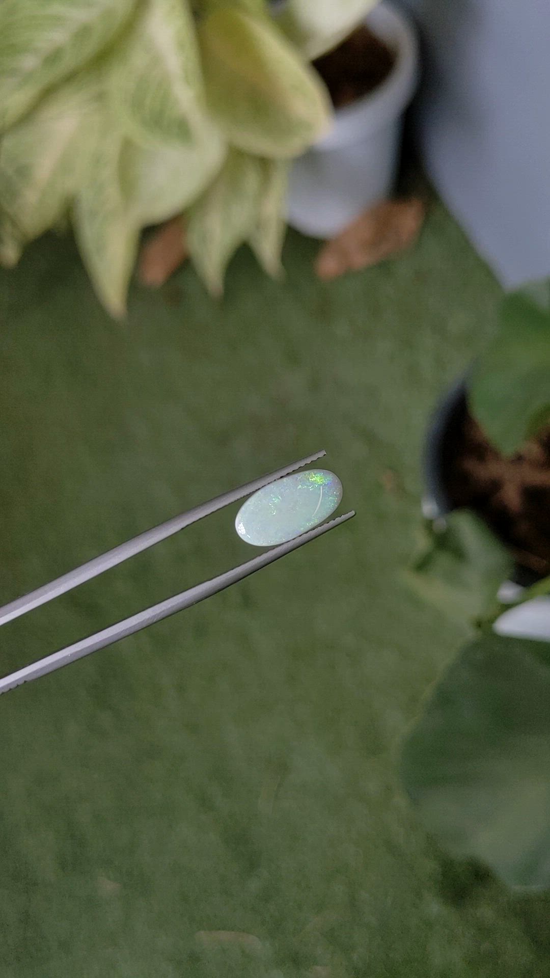 2.42 Ct. Cabochon White Opal from Australia Size Video