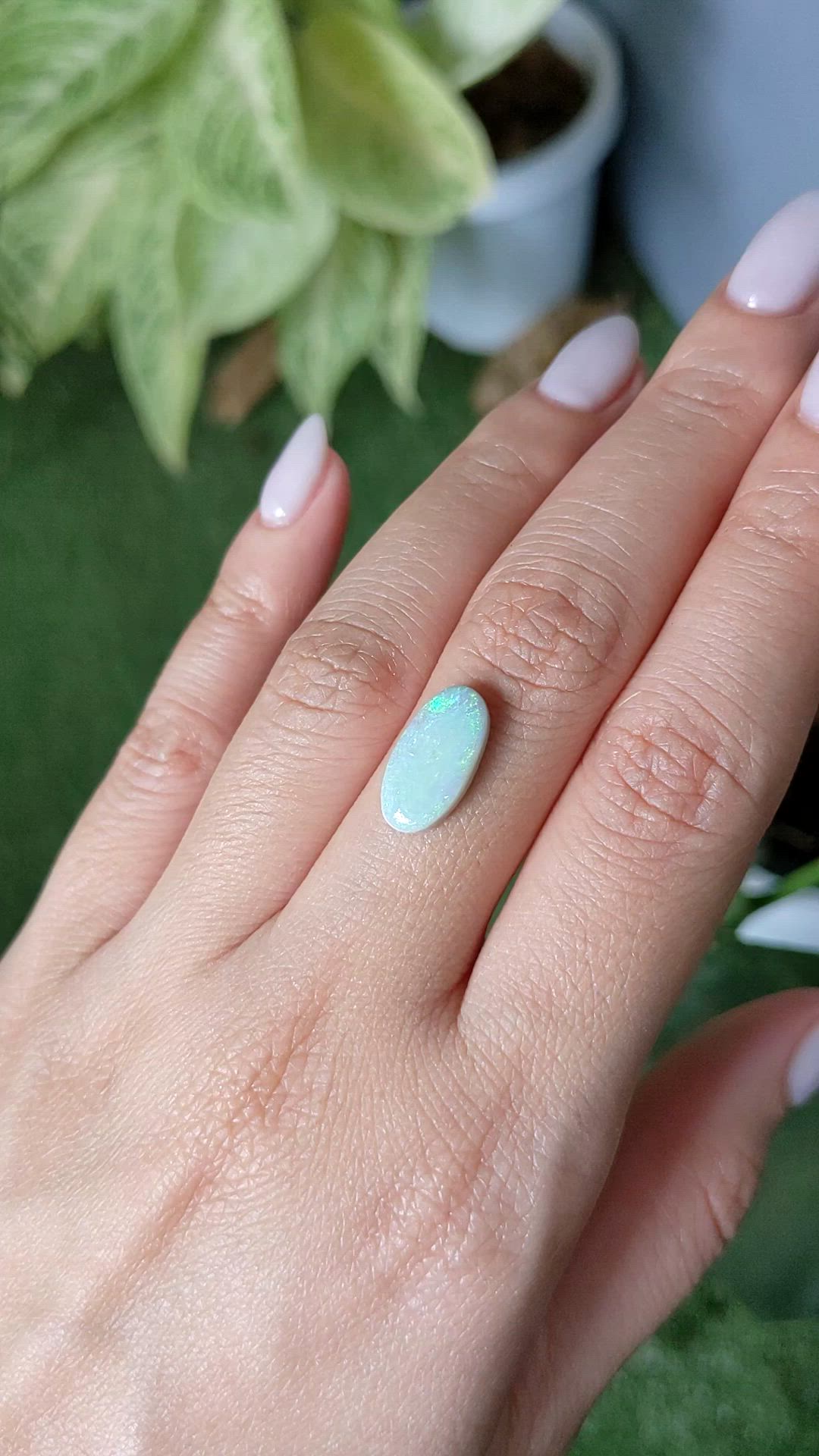 2.42 Ct. Cabochon White Opal from Australia Size Video