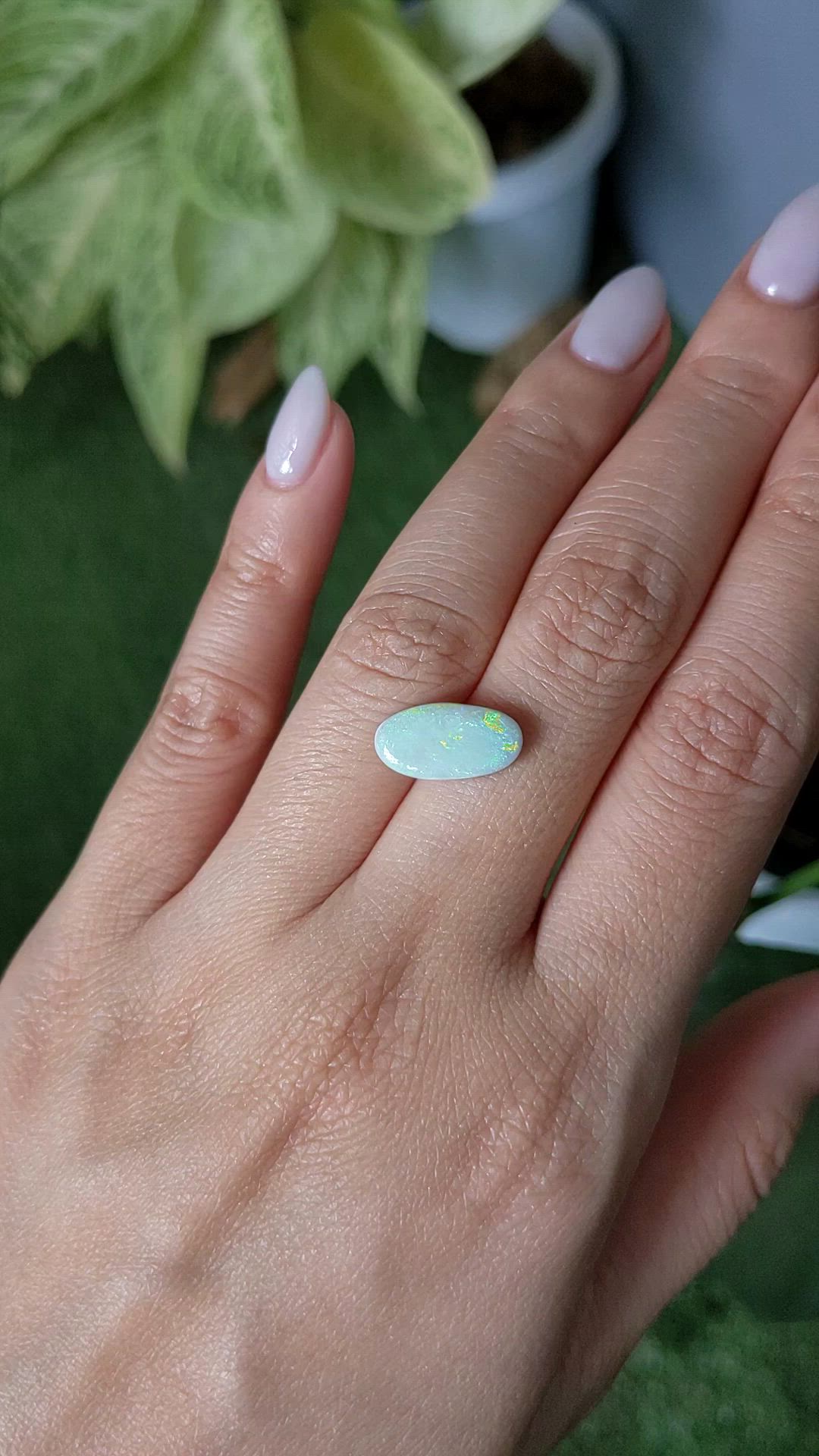 2.42 Ct. Cabochon White Opal from Australia Size Video