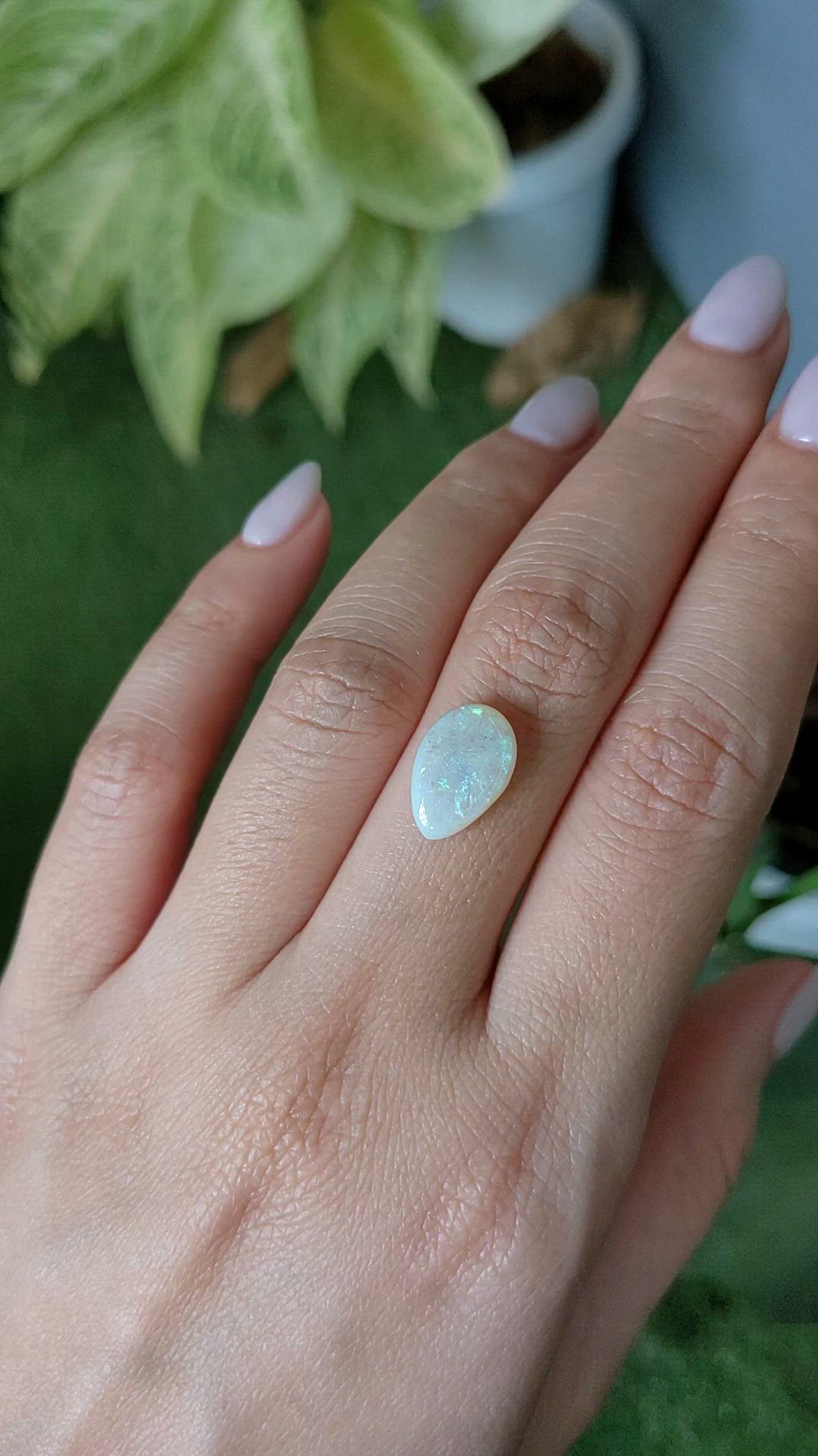 2.64 Ct. Cabochon White Opal from Australia Size Video