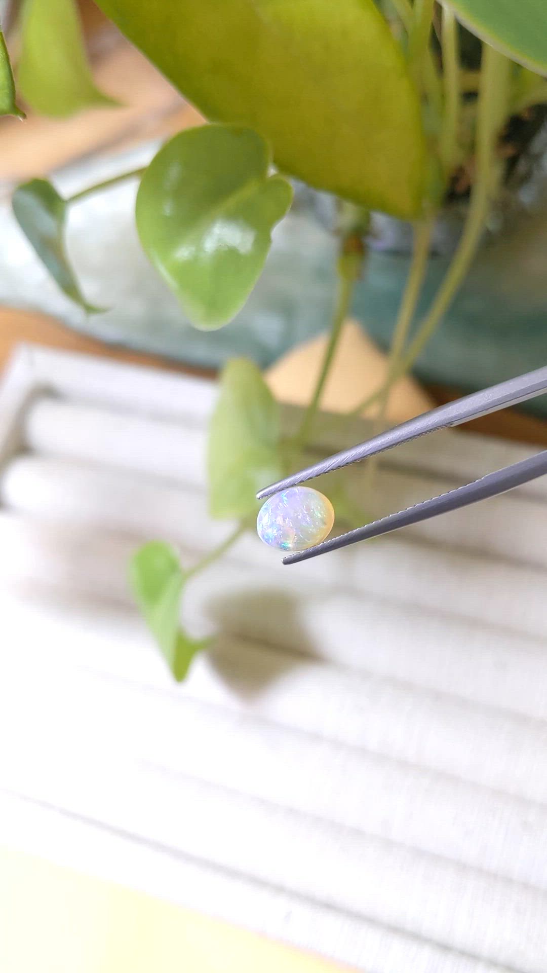 0.74 Ct. Cabochon Black Opal from Australia Size Video