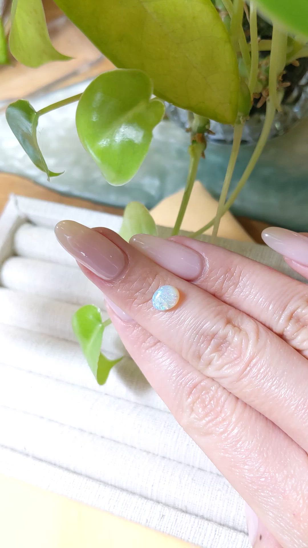 0.74 Ct. Cabochon Black Opal from Australia Size Video