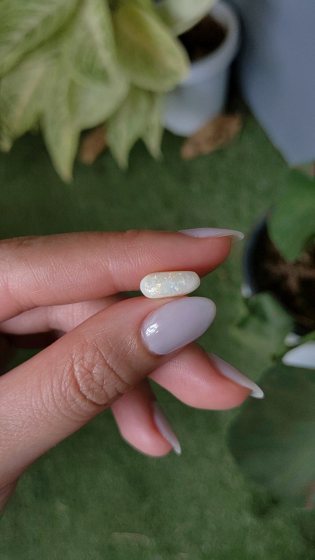 2.24 Ct. Cabochon White Opal from Australia Size Video