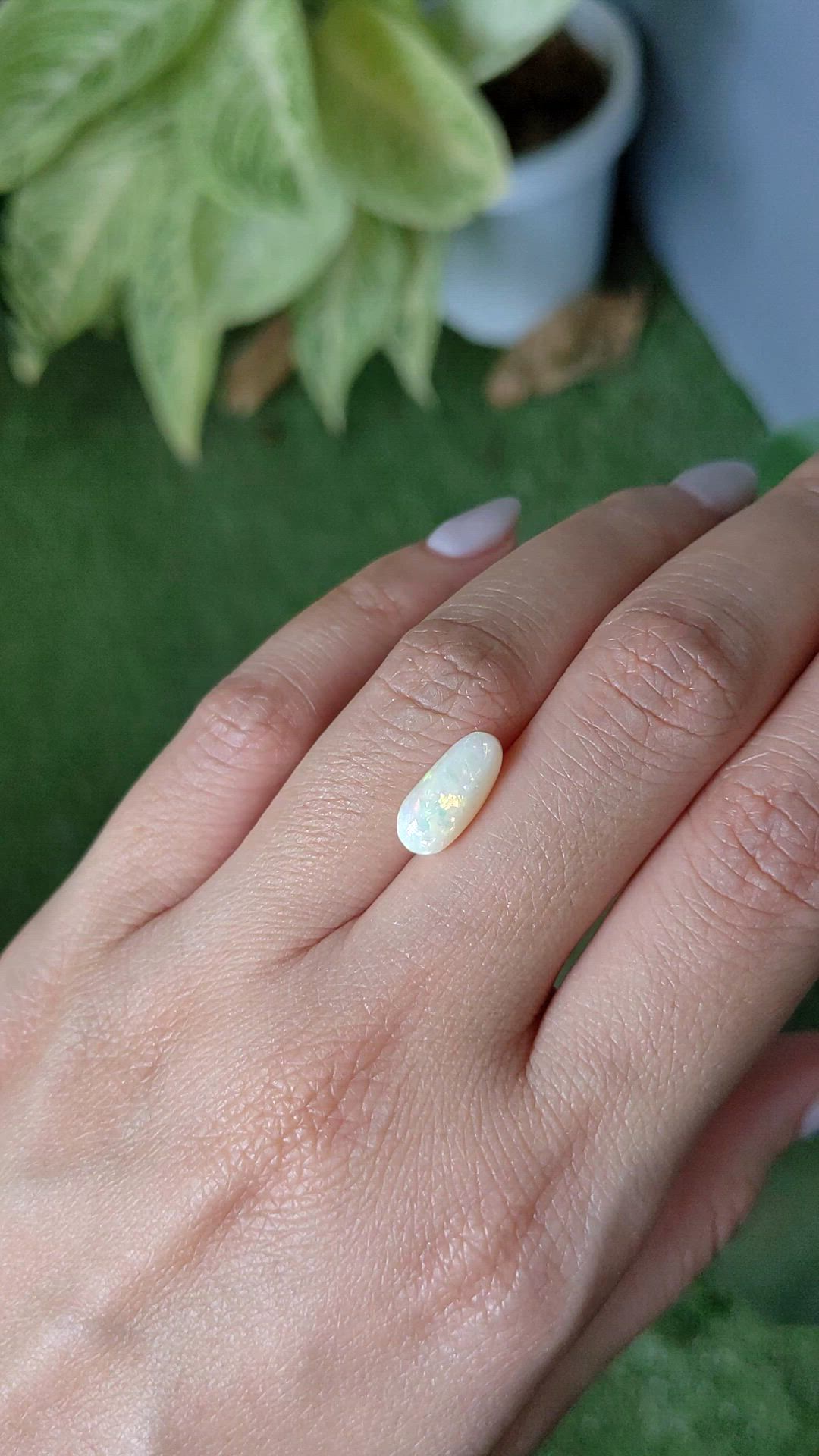 2.24 Ct. Cabochon White Opal from Australia Size Video