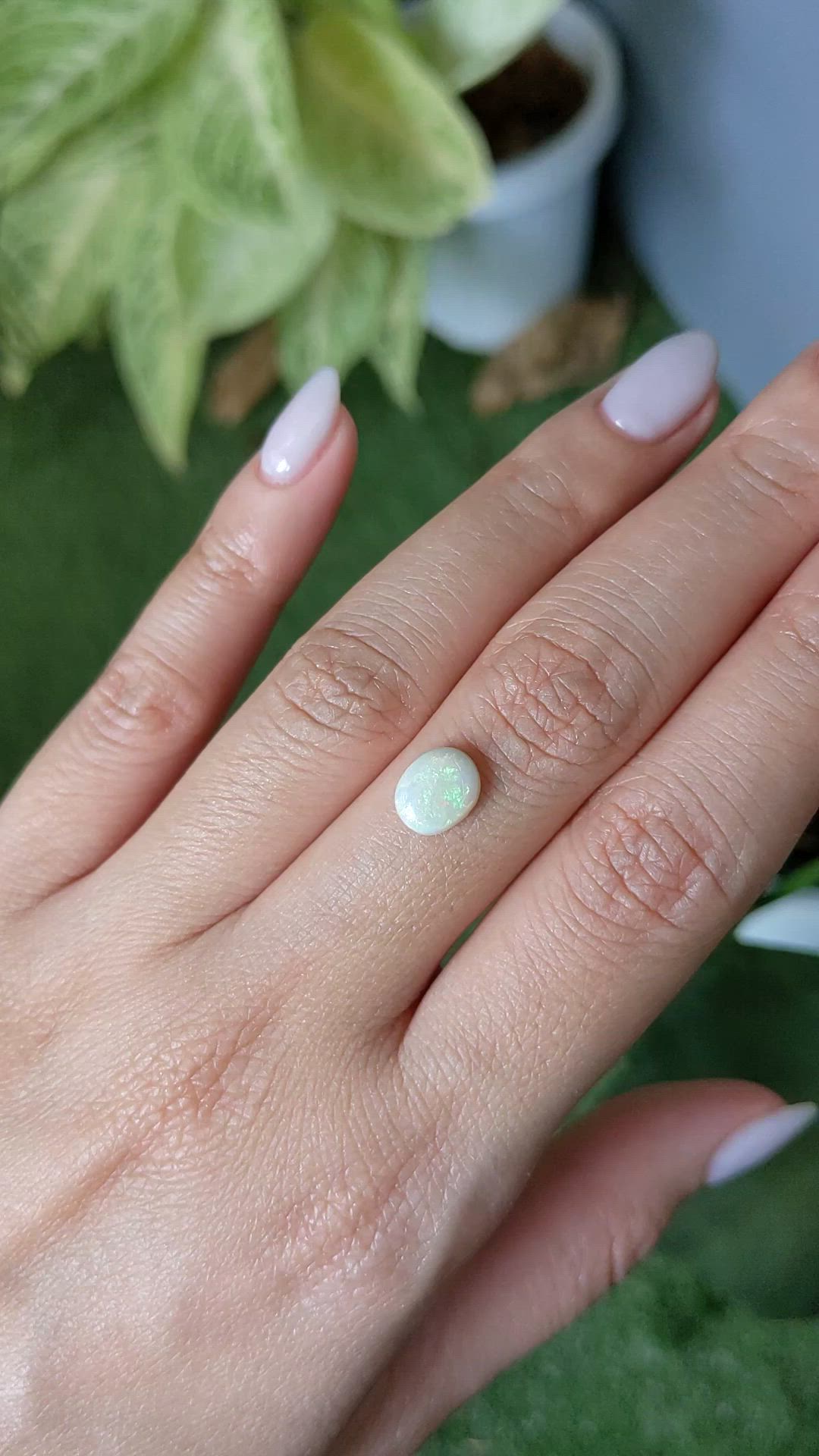 1.14 Ct. Cabochon White Opal from Australia Size Video