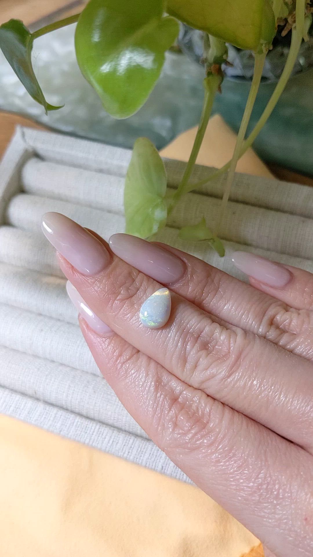 1.37 Ct. Multi Color Cabochon White Opal from Australia Size Video