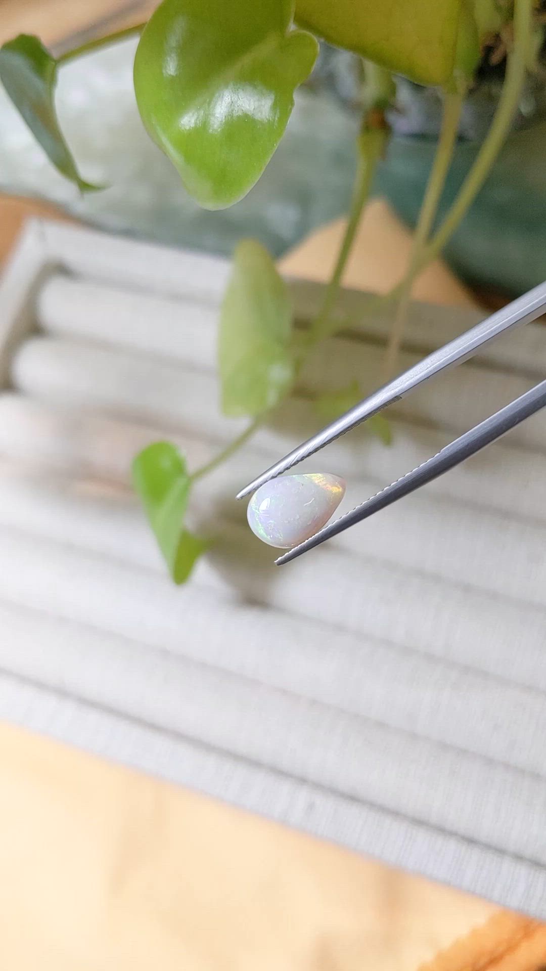 1.37 Ct. Multi Color Cabochon White Opal from Australia Size Video