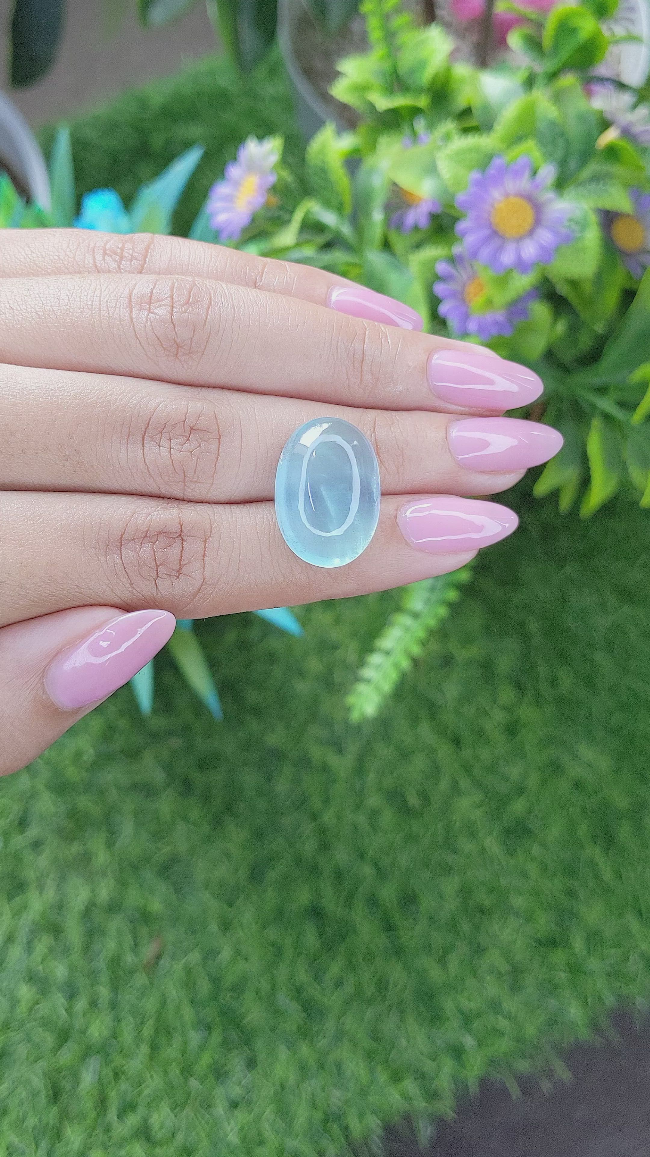 16.91 Ct. Greenish Blue Cabochon Aquamarine from Madagascar Size Video