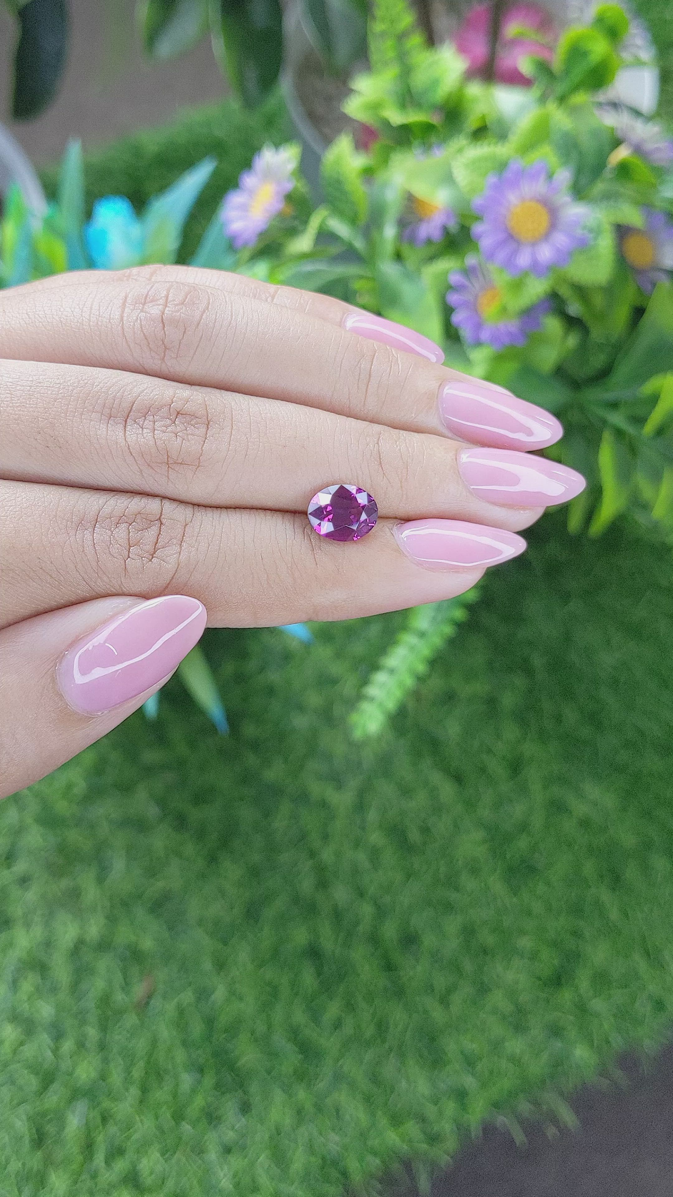 2.52 Ct. Pinkish Purple Rhodolite Garnet from Tanzania Size Video