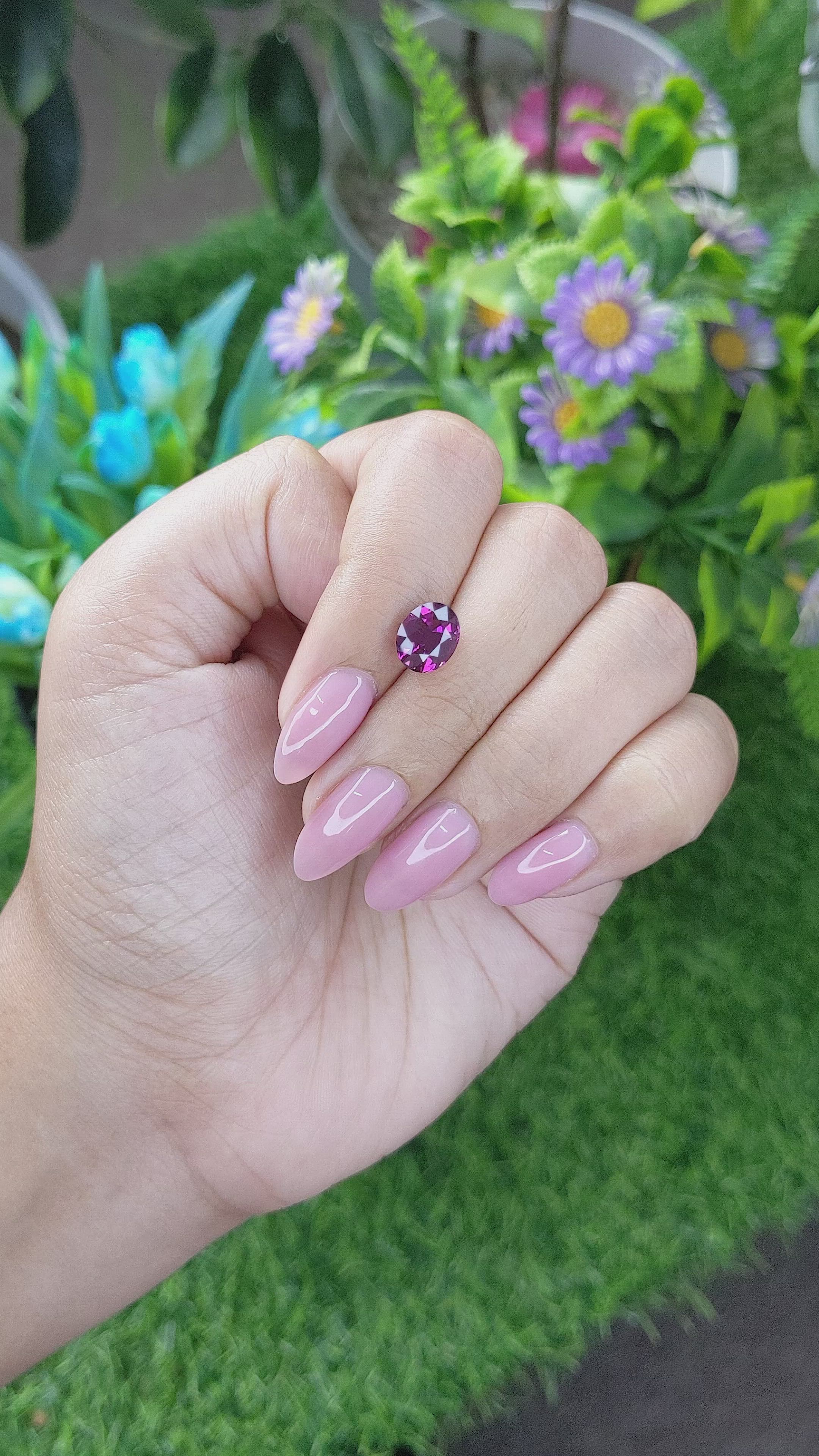 2.52 Ct. Pinkish Purple Rhodolite Garnet from Tanzania Size Video