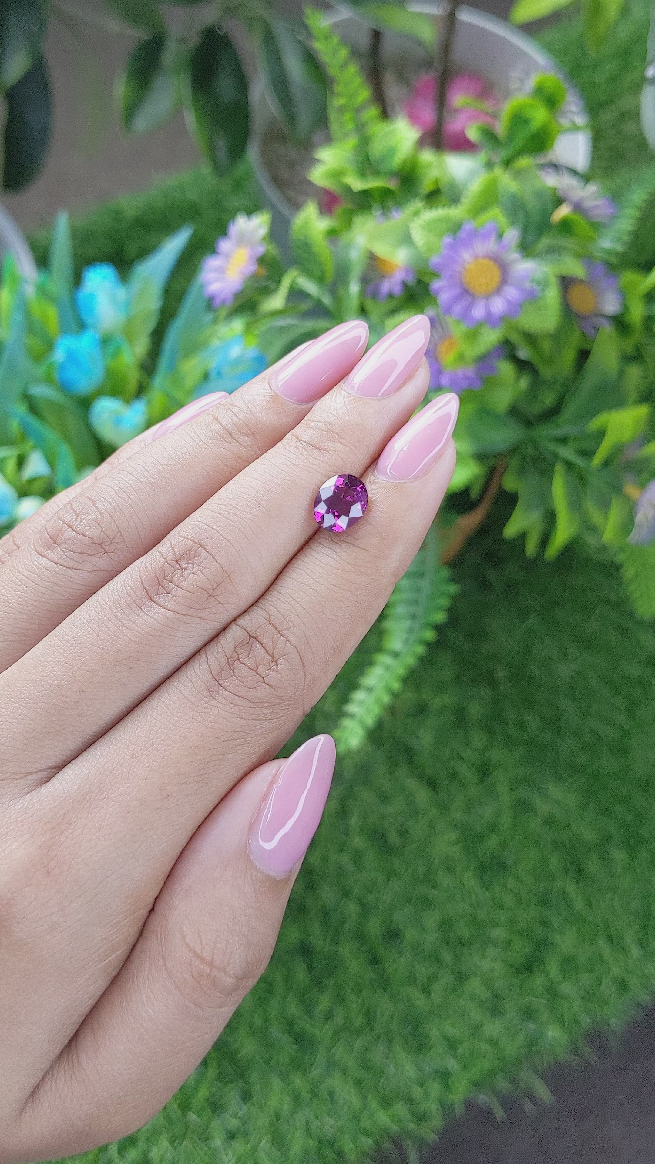 2.52 Ct. Pinkish Purple Rhodolite Garnet from Tanzania Size Video