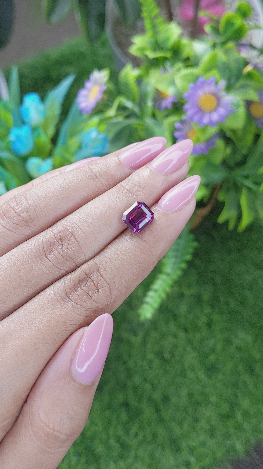 3.08 Ct. Pinkish Purple Rhodolite Garnet from Tanzania Size Video