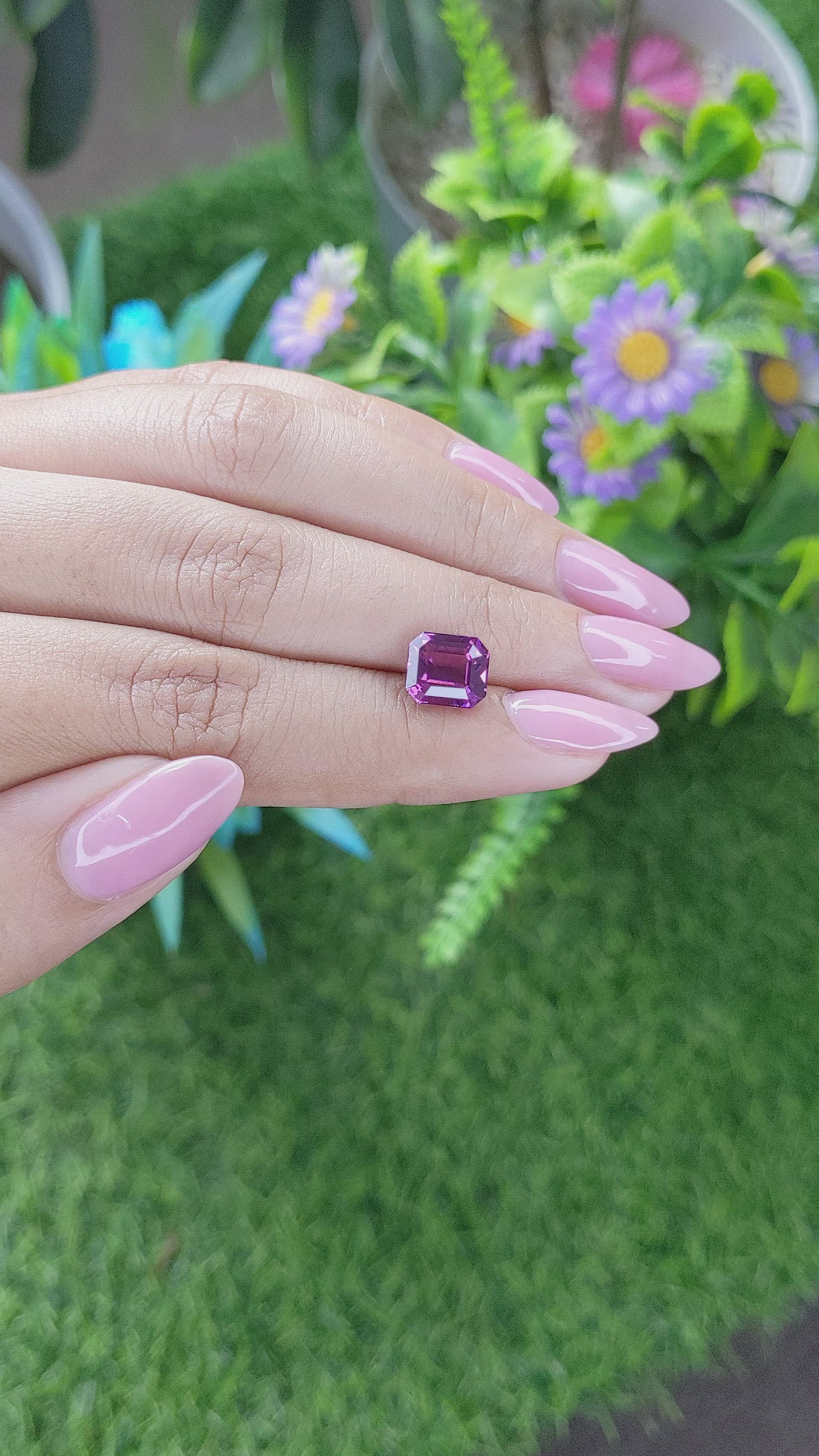 3.08 Ct. Pinkish Purple Rhodolite Garnet from Tanzania Size Video