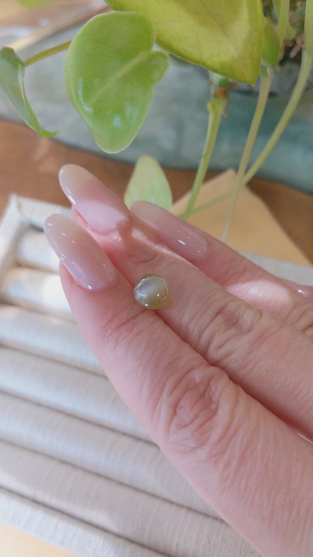 3.05 Ct. Cabochon Chrysoberyl from Ceylon (Sri Lanka) Size Video