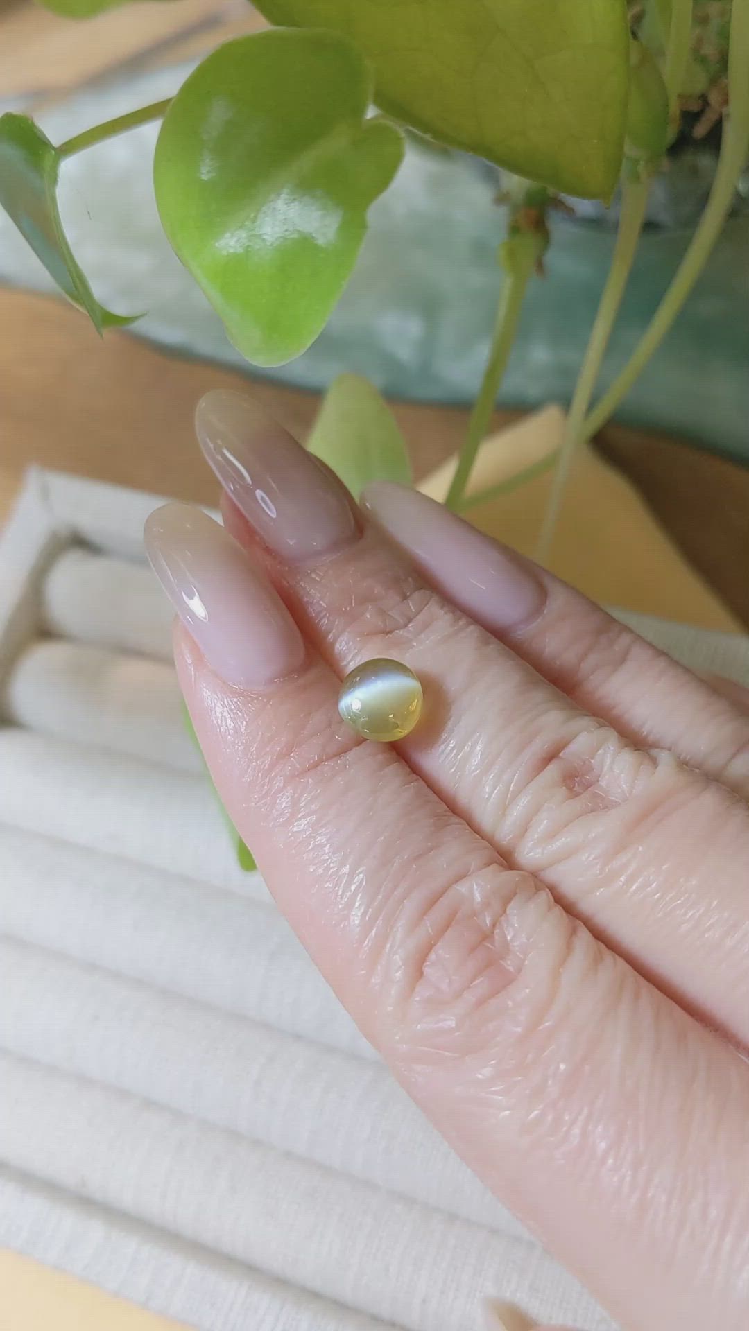 3.05 Ct. Cabochon Chrysoberyl from Ceylon (Sri Lanka) Size Video