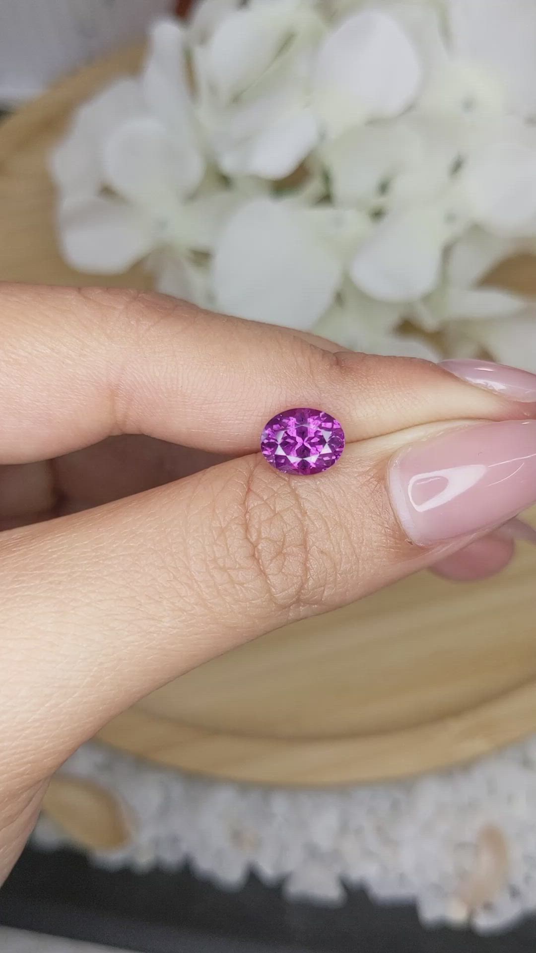 2.16 Ct. Pinkish Purple Rhodolite Garnet from Ceylon (Sri Lanka) Size Video