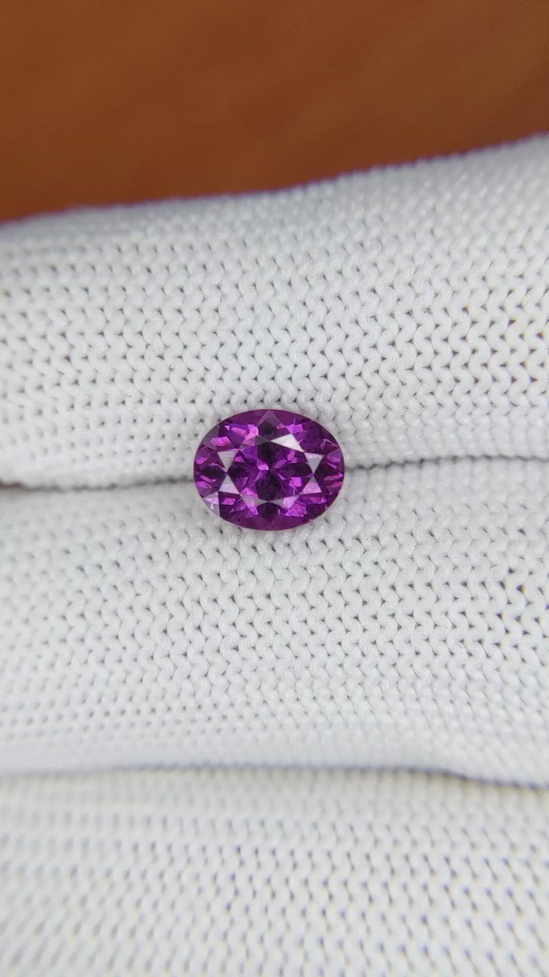 2.16 Ct. Pinkish Purple Rhodolite Garnet from Ceylon (Sri Lanka) Size Video
