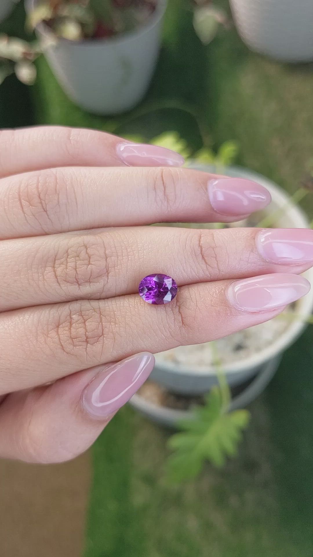 2.16 Ct. Pinkish Purple Rhodolite Garnet from Ceylon (Sri Lanka) Size Video