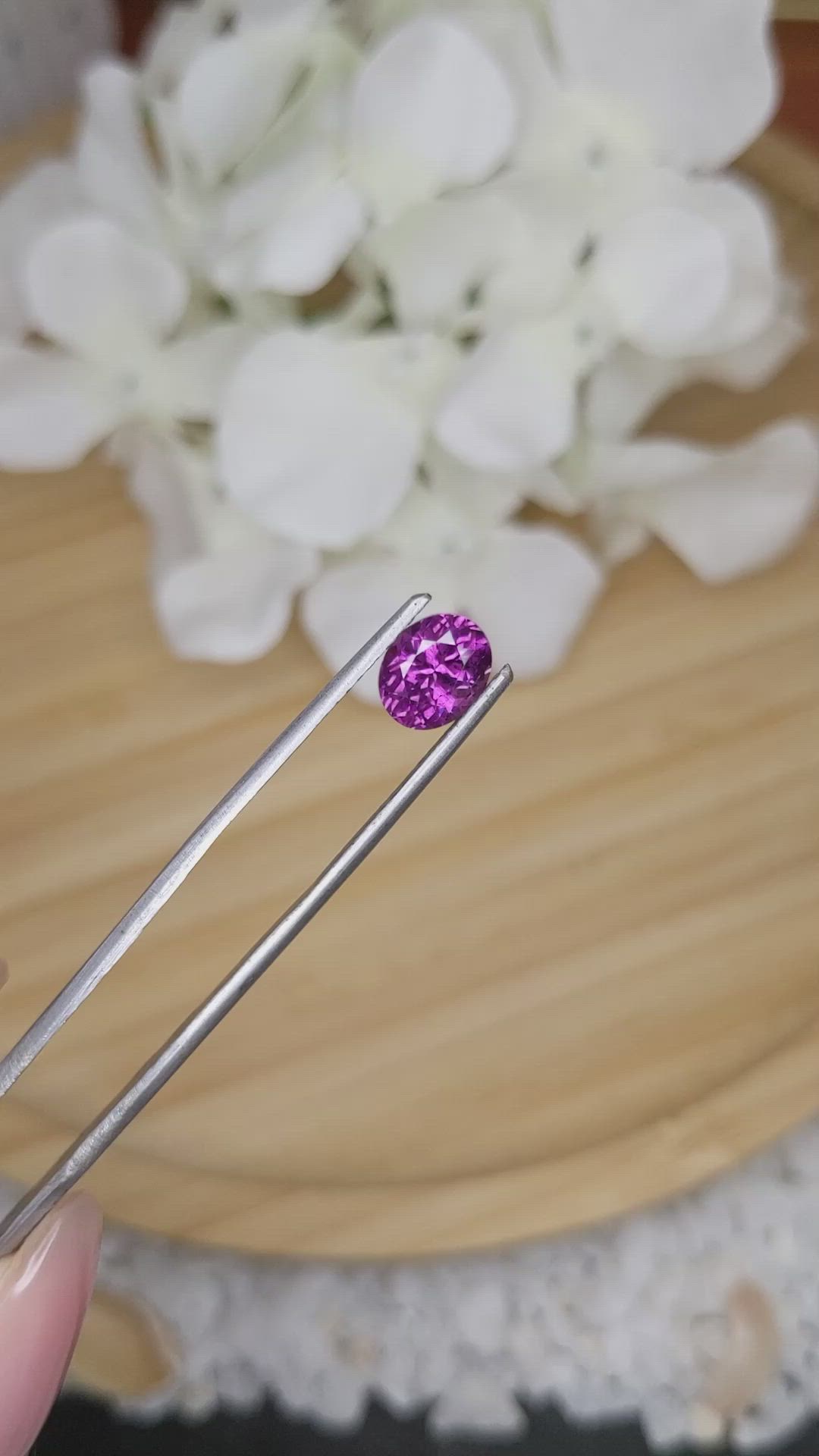 2.16 Ct. Pinkish Purple Rhodolite Garnet from Ceylon (Sri Lanka) Size Video