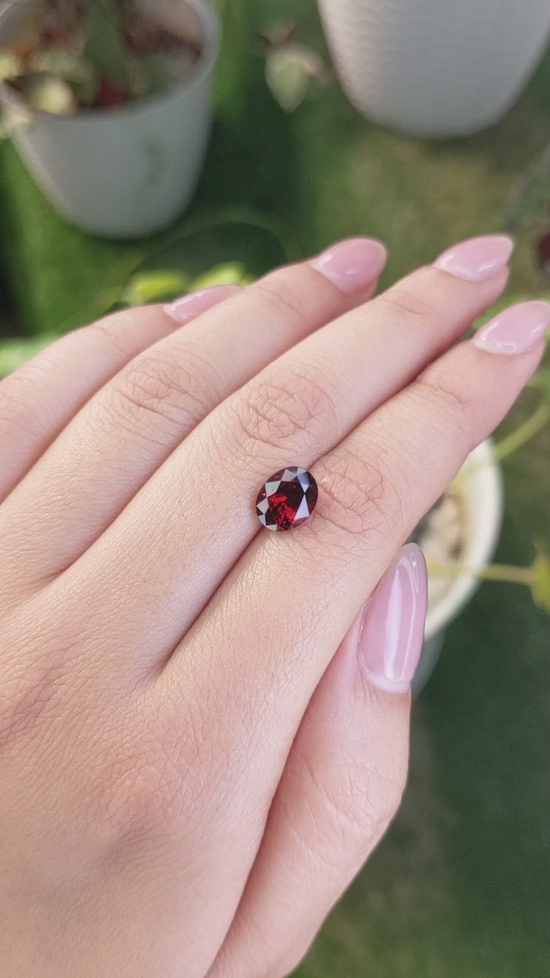 2.68 Ct. Red Garnet from Ceylon (Sri Lanka) Size Video