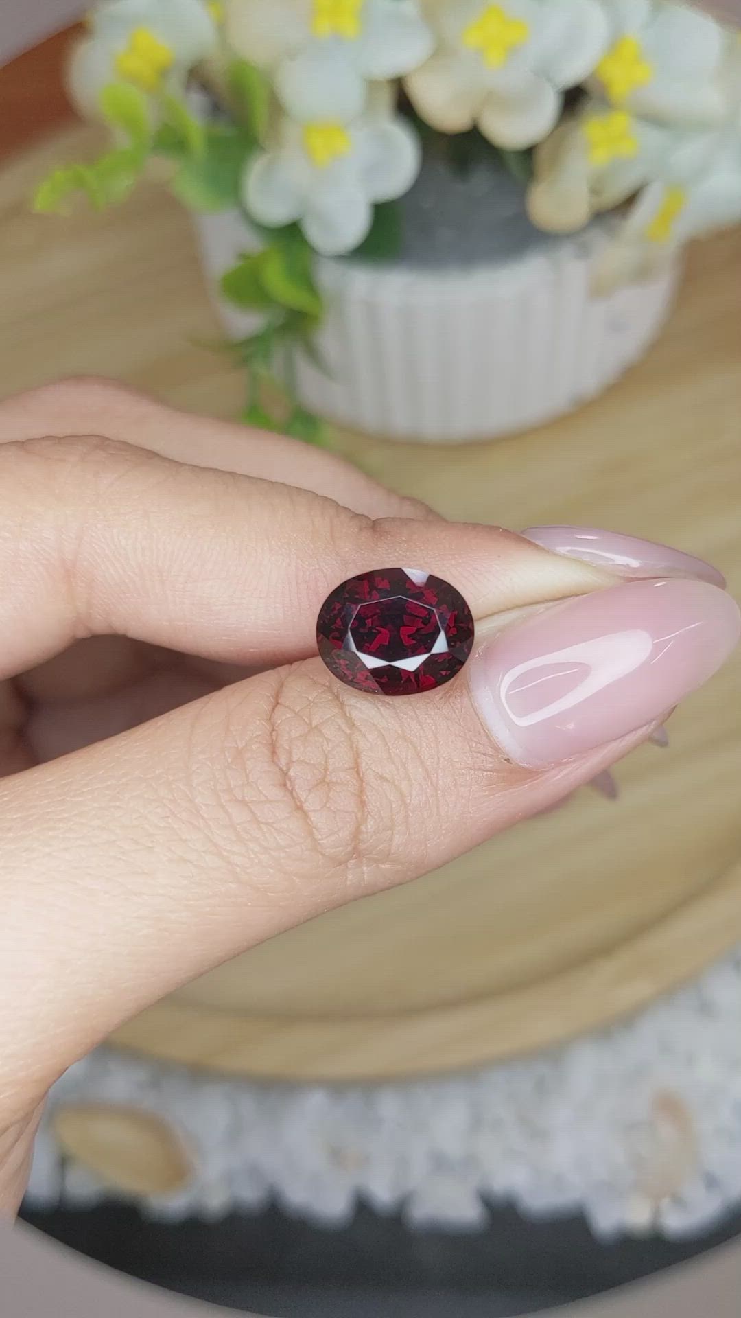 5.68 Ct. Red Garnet from Ceylon (Sri Lanka) Size Video
