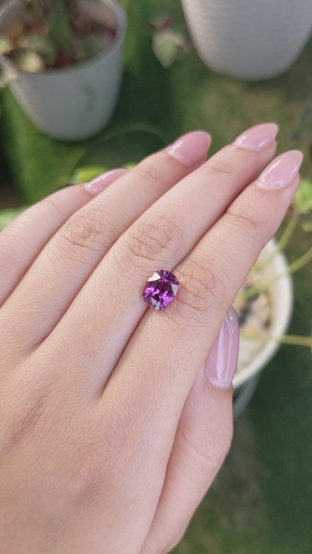 2.86 Ct. Pinkish Purple Rhodolite Garnet from Ceylon (Sri Lanka) Size Video