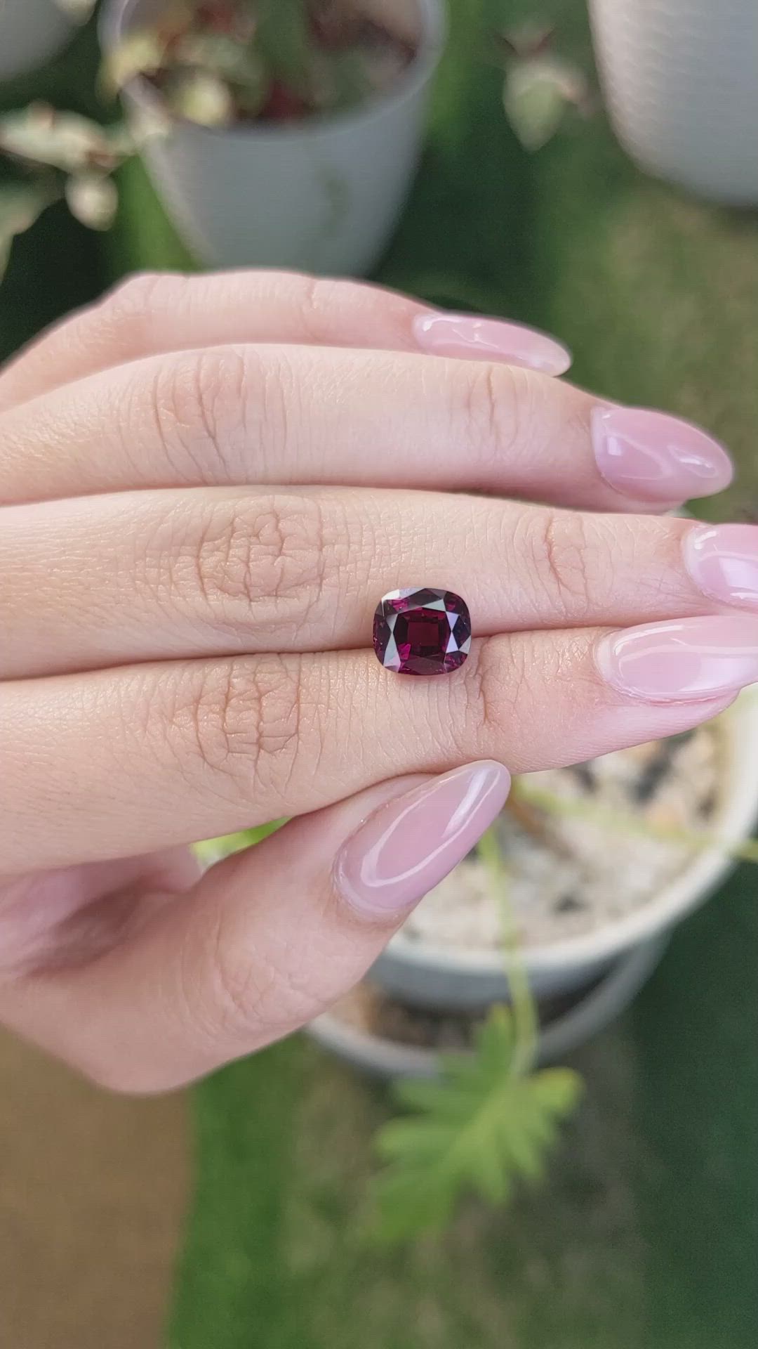 3.74 Ct. Purplish Red Rhodolite Garnet from Ceylon (Sri Lanka) Size Video